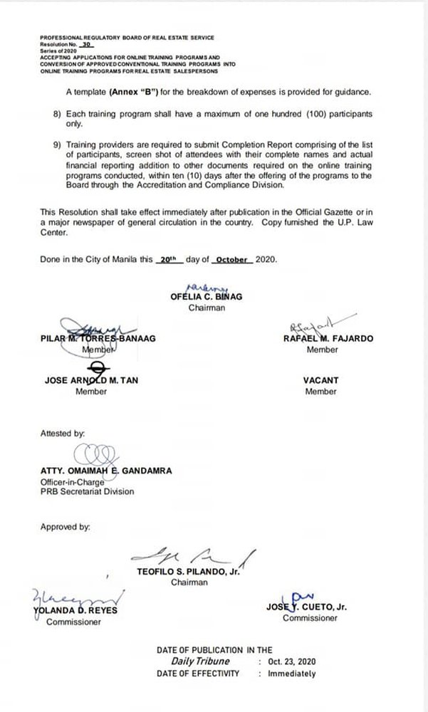 Real Estate Salespersons PRC Requirement as of Oct. 2020 OnePropertee