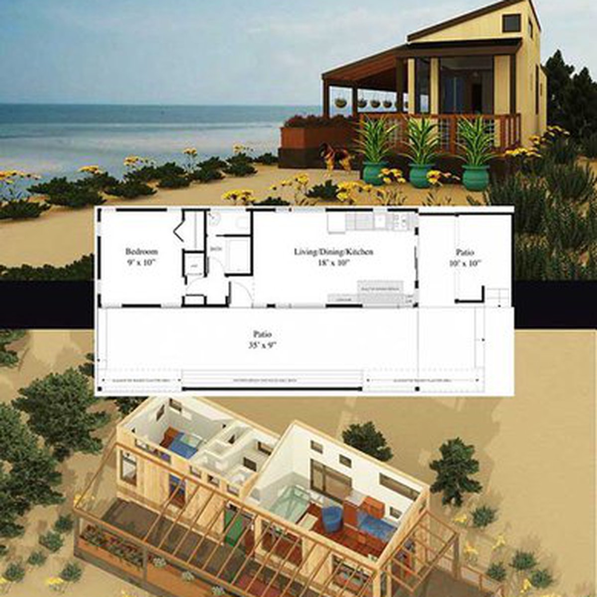 18BR Beach House with porch and patio Floor Plan   Floor Plans and ...