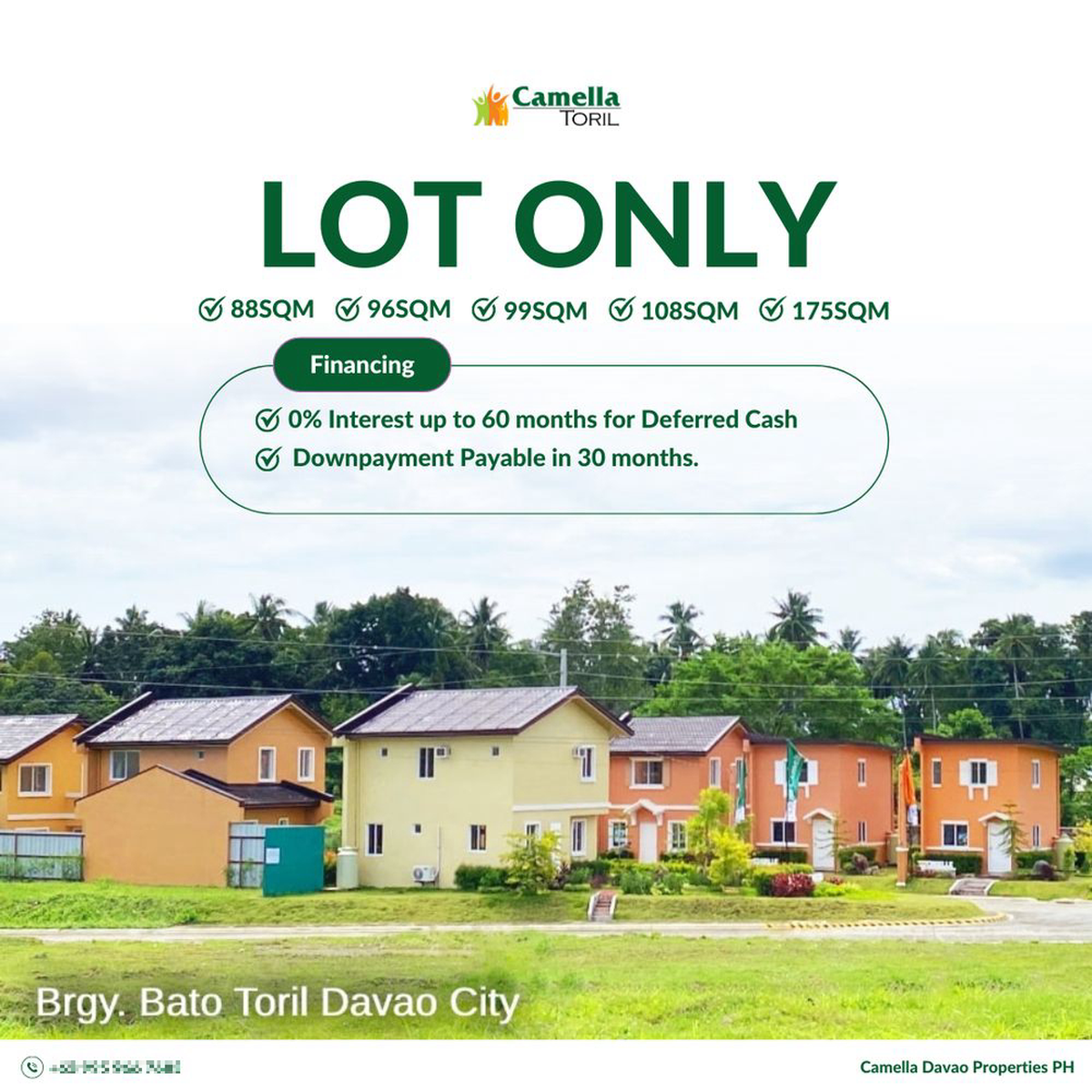 88 sqm Residential Lot For Sale in Camella Toril, Davao City [Lot 🚜