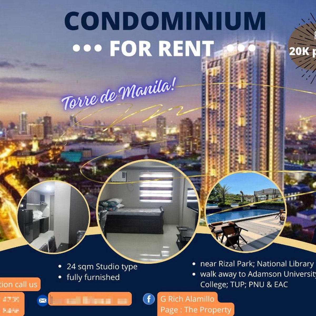 24.00 sqm Studio Type Condominium For Rent in Manila Metro Manila