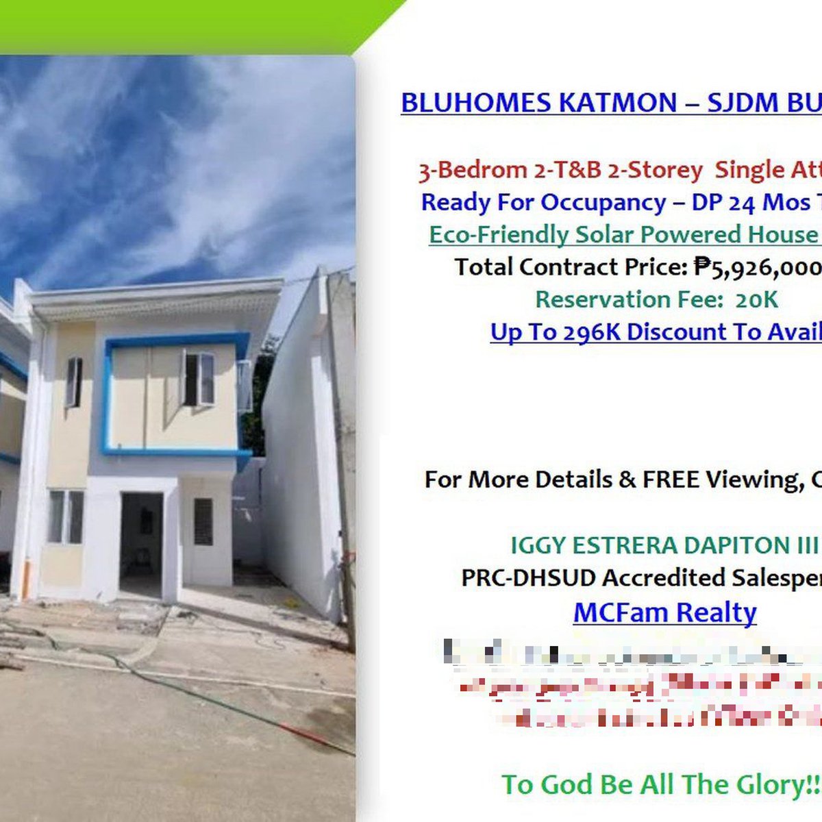 ECOFRIENDLY 3BEDROOM 2T&B 2STOREY SINGLE ATTACHED BLUHOMES SJDMBUL