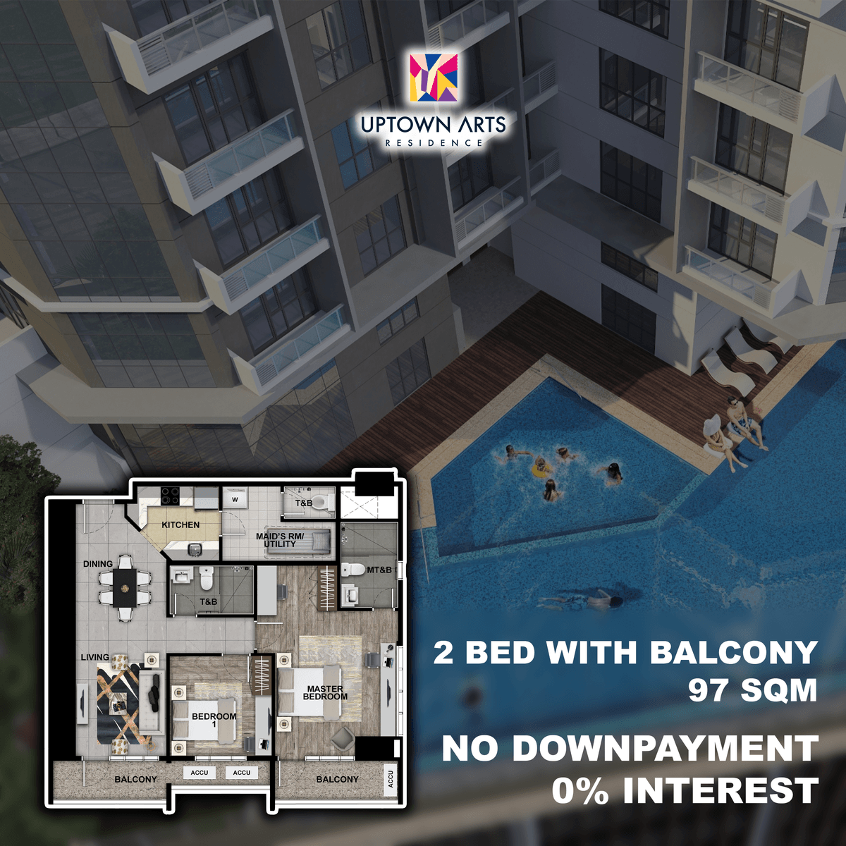 97.00 sqm 2bedroom Condo For Sale Uptown Arts Bgc Taguig Megaworld