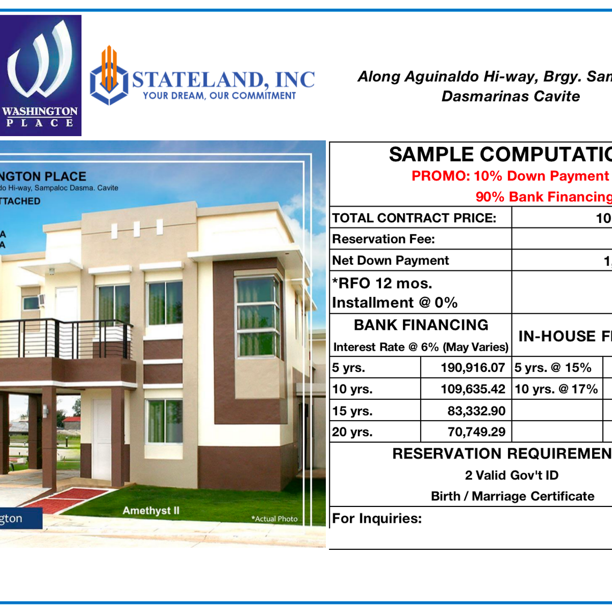WASHINGTON PLACE DASMA WASHINGTON MODEL 2 STOREY HOUSE for sale [House