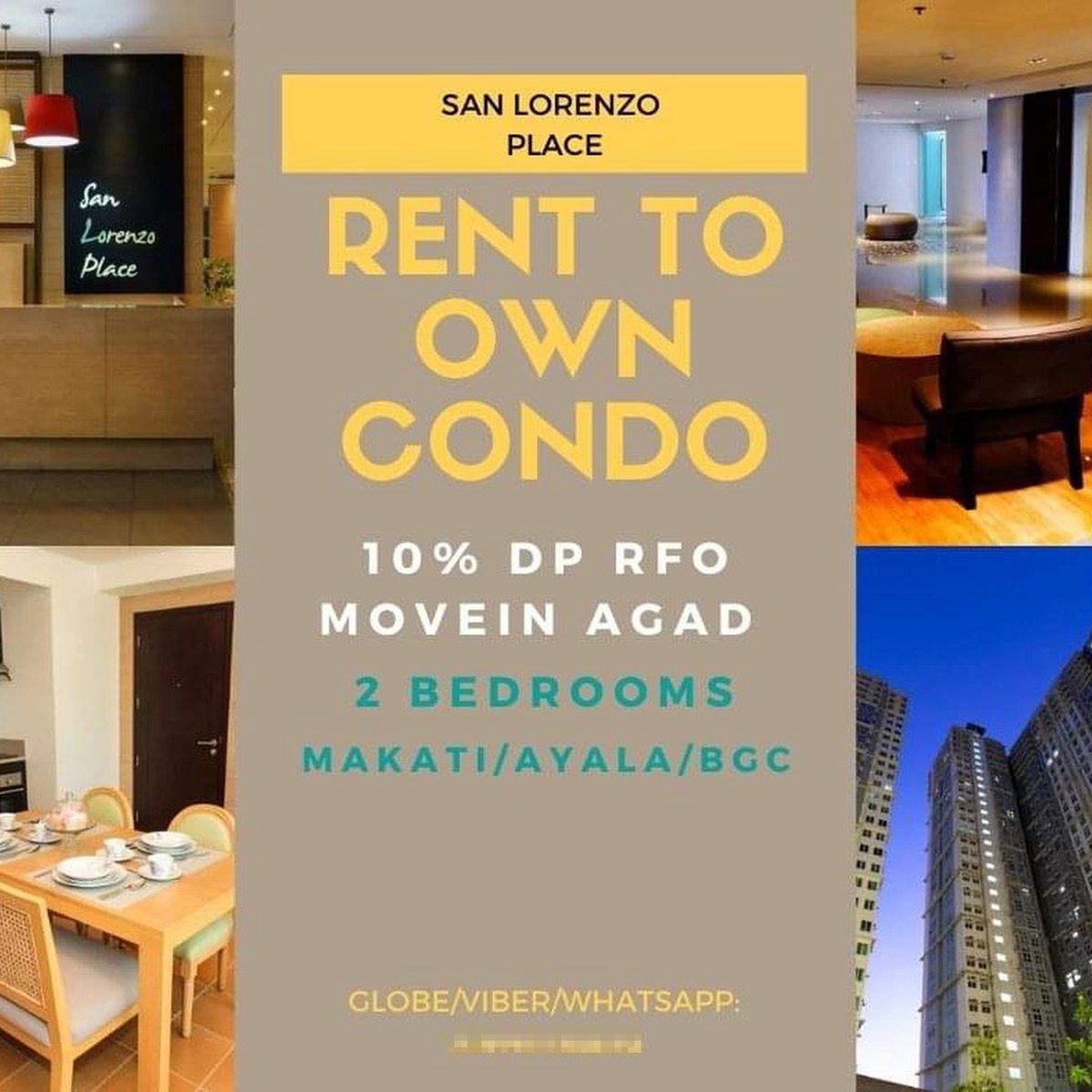 1BR EDSA 2BR 30k Monthly RENT TO OWN MAKATI RFO SAN LORENZO PLACE MOA