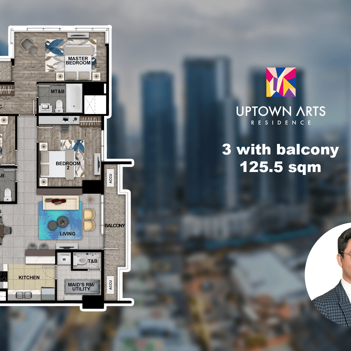 Highend 3 bedroom Uptown Arts Residence Bgc condo for sale The Fort