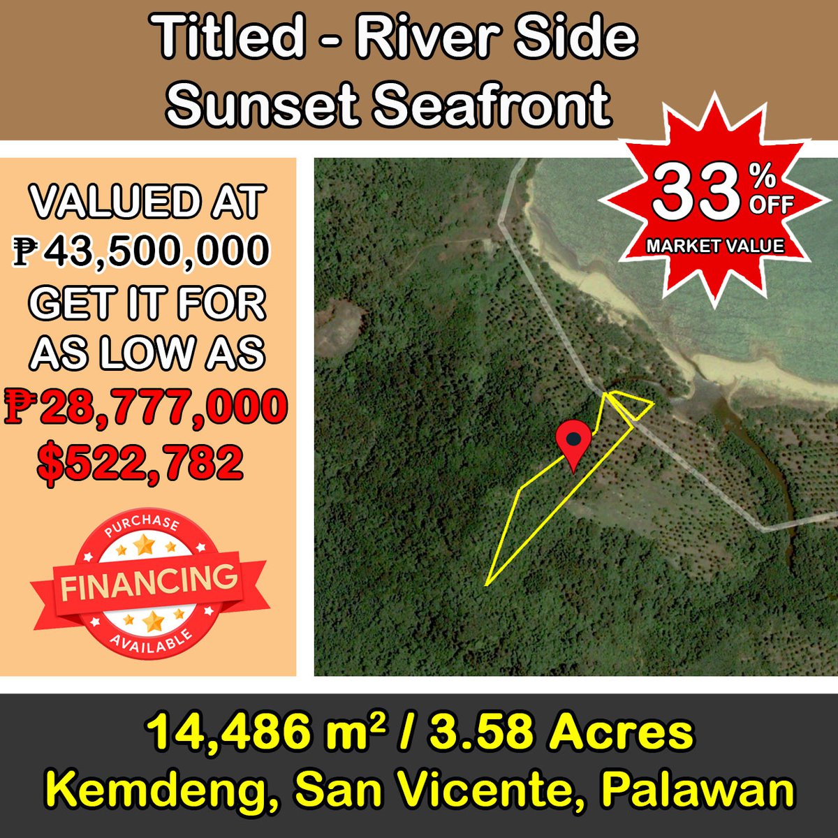 Titled River Side Sunset Seafront in San Vicente [Beach Property 🏖️