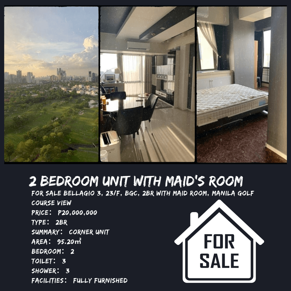 95.20 Sqm 2-bedroom With Maid's Room At Bellagio Three BGC [Condo 🏙️ ...