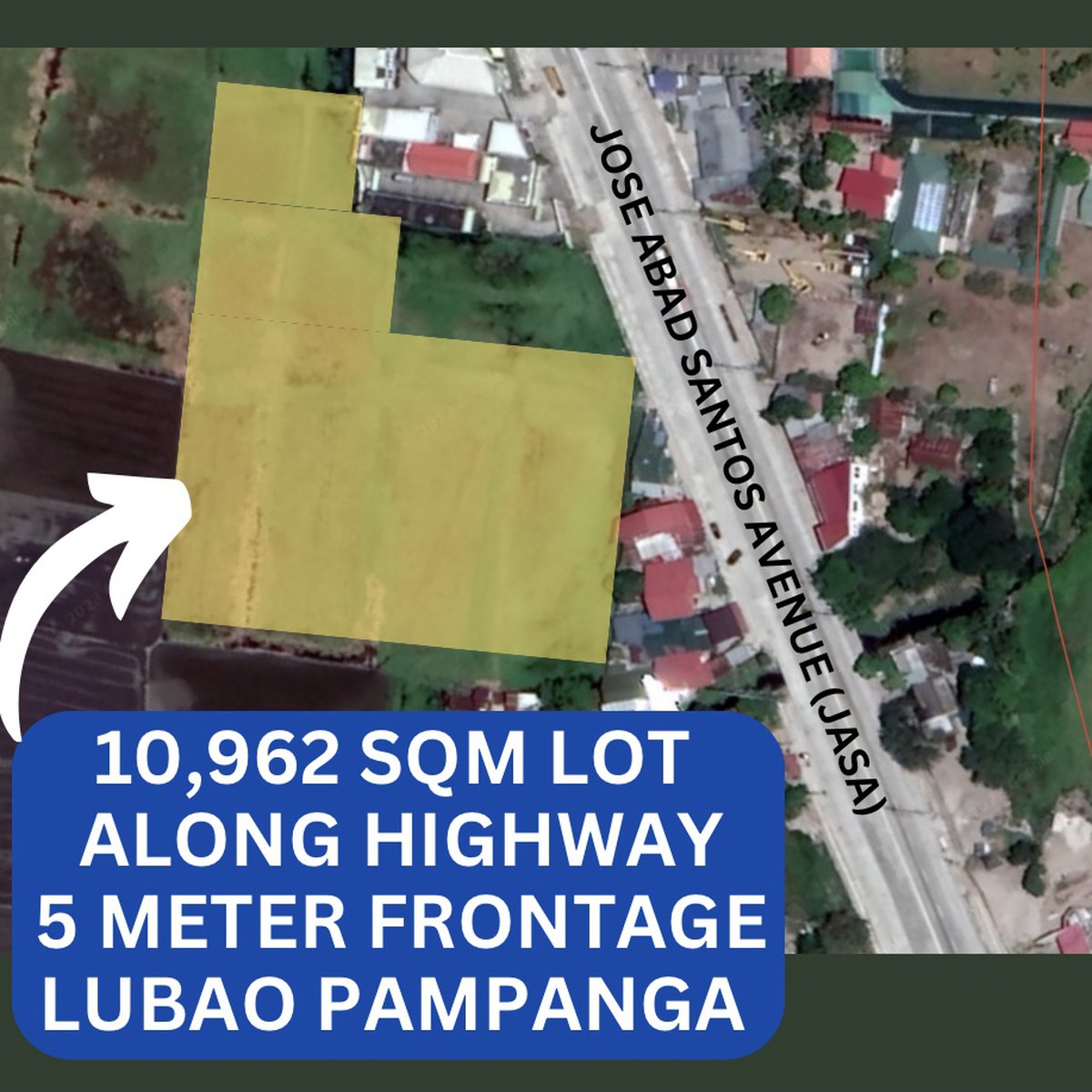 1 Hectare Lot With 5 Mtr Frontage Along Hiway Sto Tomas Lubao Pampanga