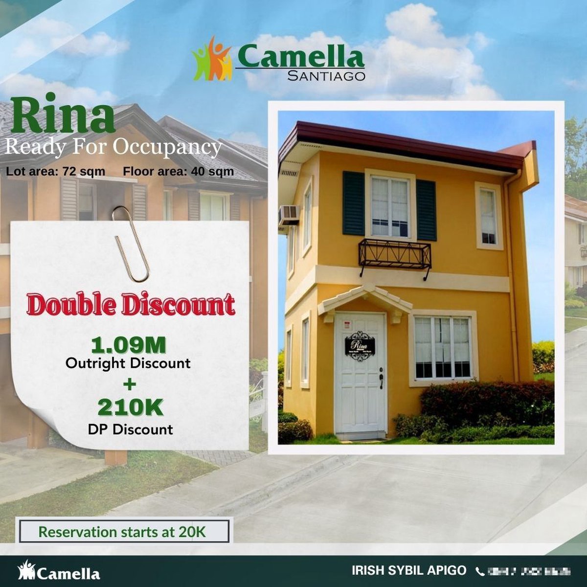 Rina Ready For Occupancy House and lot in Santiago City Big Discount
