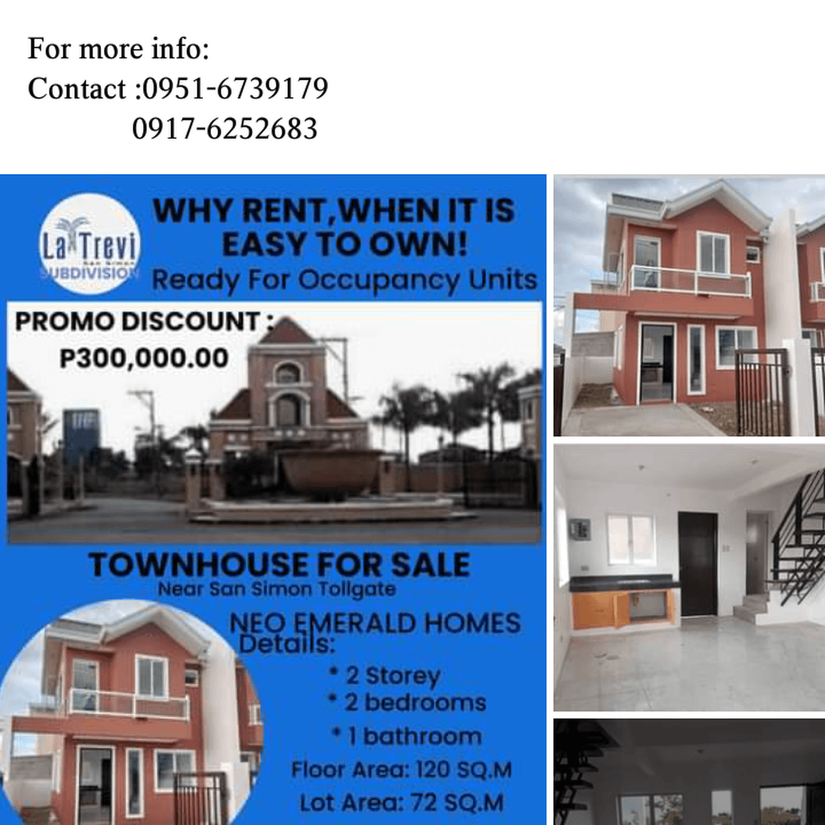 Townhouse For sale in San Simon Pampanga (La TRevi) [House and Lot 🏘️