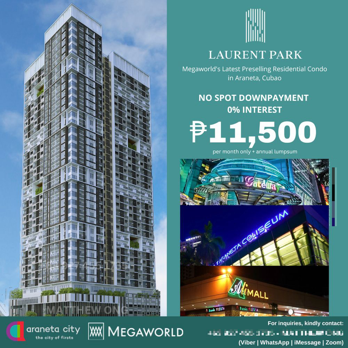 Pre-selling Exec- 1 Bedroom Property Laurent Park: Araneta City, Cubao