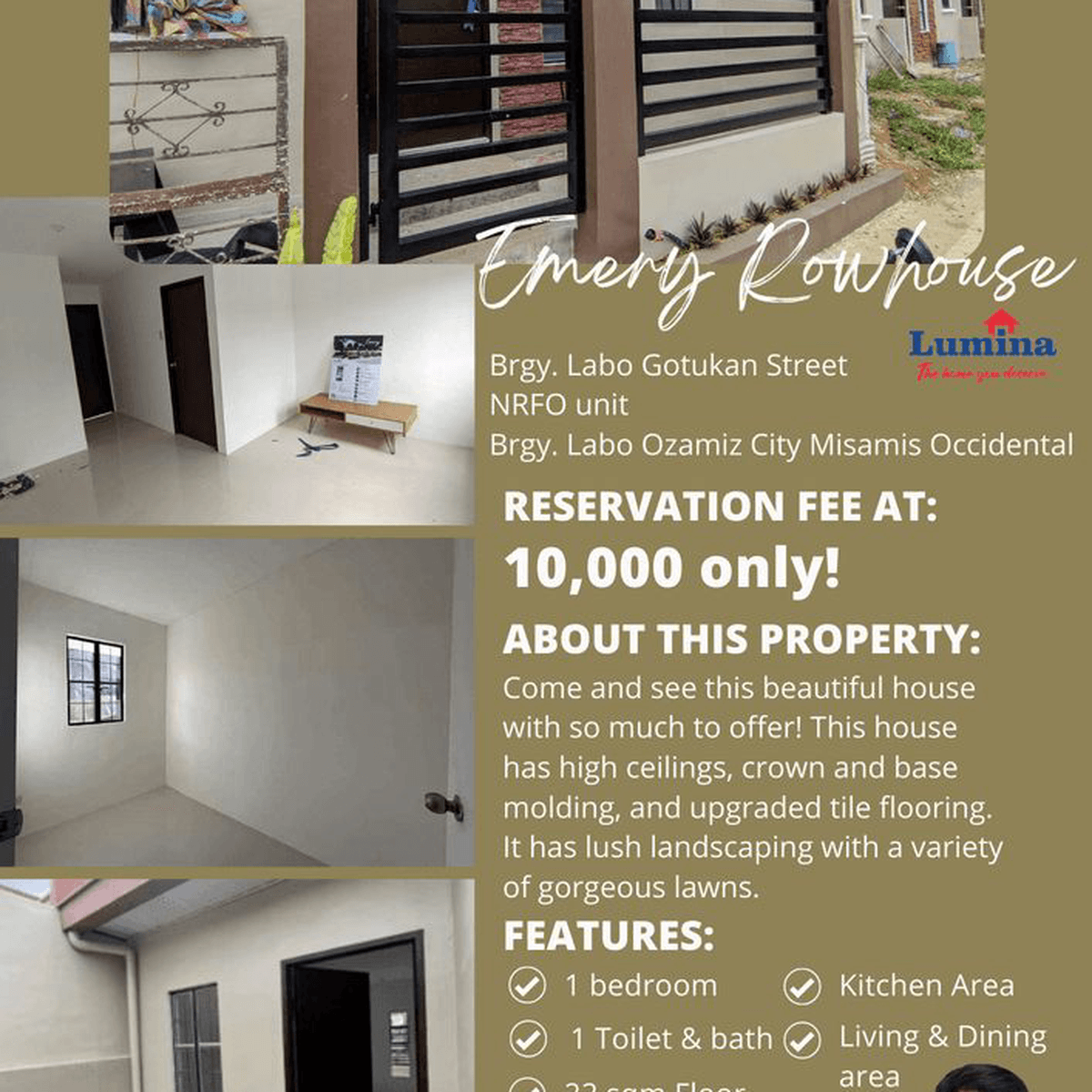 Reserve yours now! 1bedroom Rowhouse For Sale in Ozamiz City [House