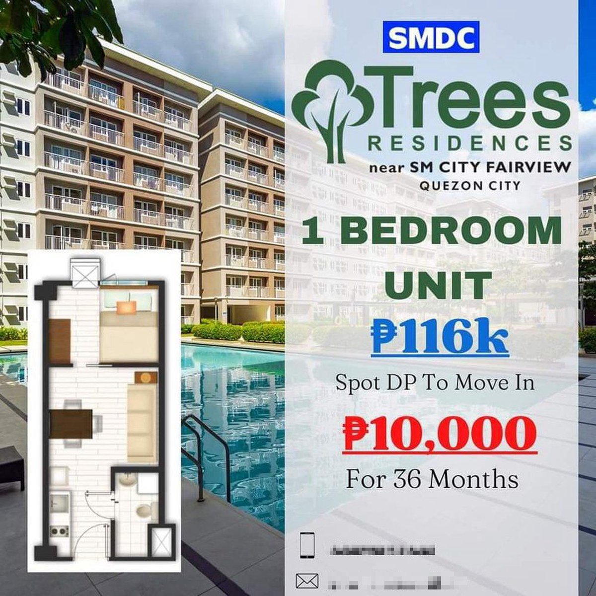 2 BR unit at 15k monthly Ready for occupancy condo in Quezon city