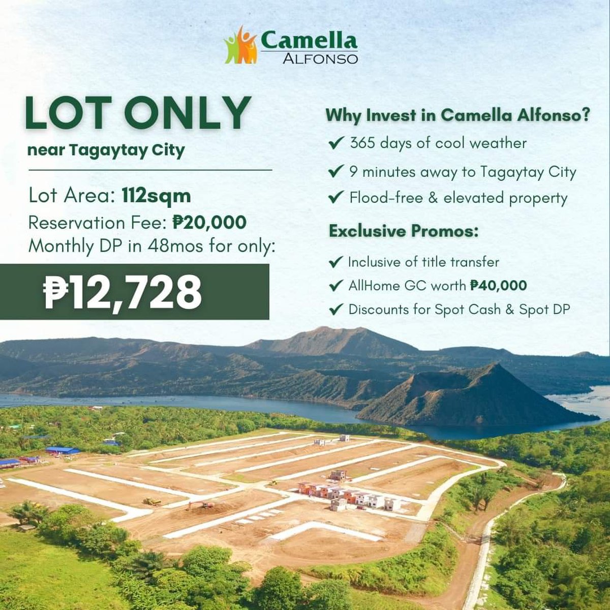 112 sqm Residential Lot For Sale in Alfonso Cavite Camella Homes [Lot 🚜