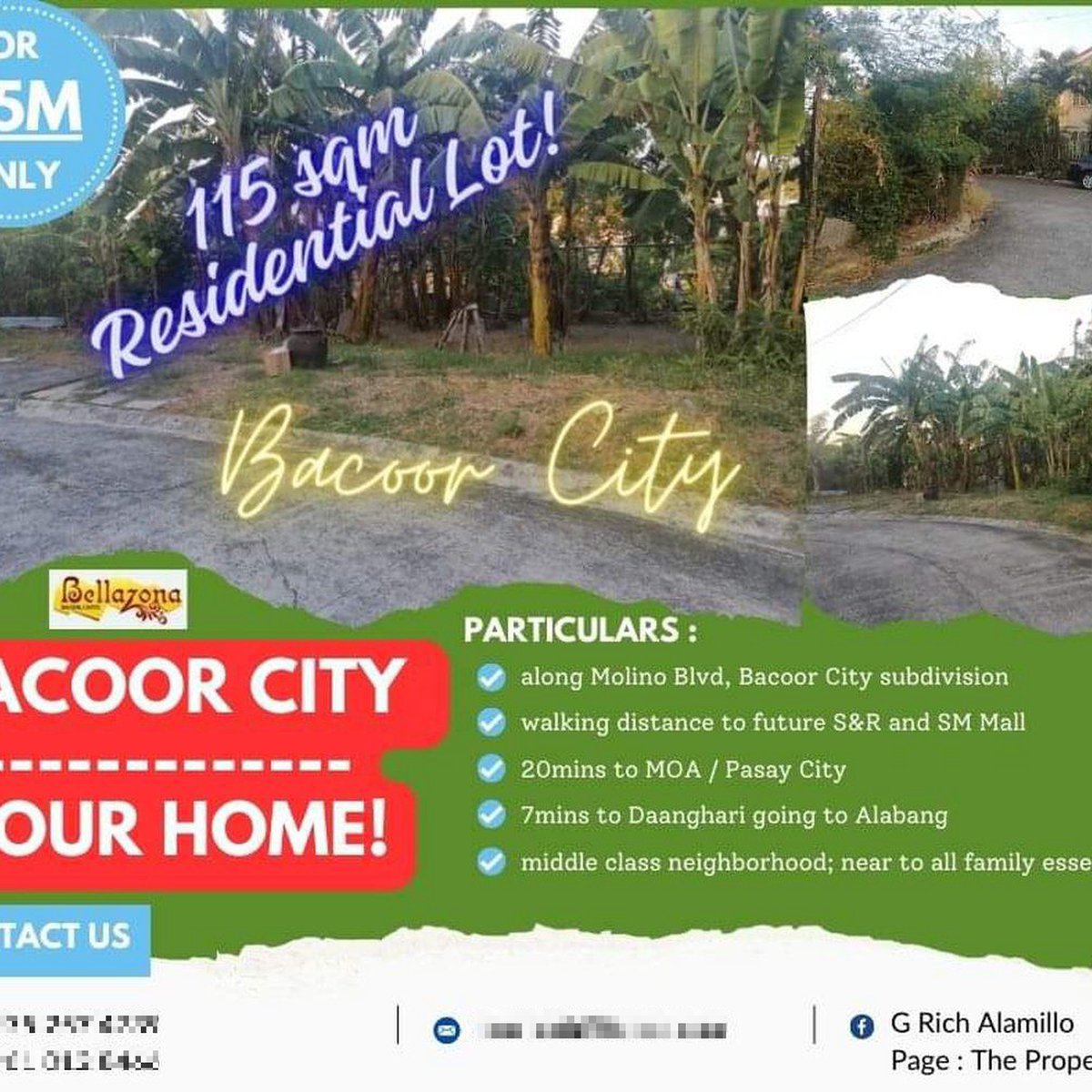 115sqm Residential Lot in Bacoor City.... along Molino Blvd subd. [Lot