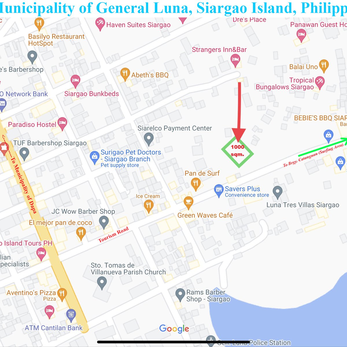 1,000 sqm Lot For Sale in General Luna, Siargao Island (Town Proper