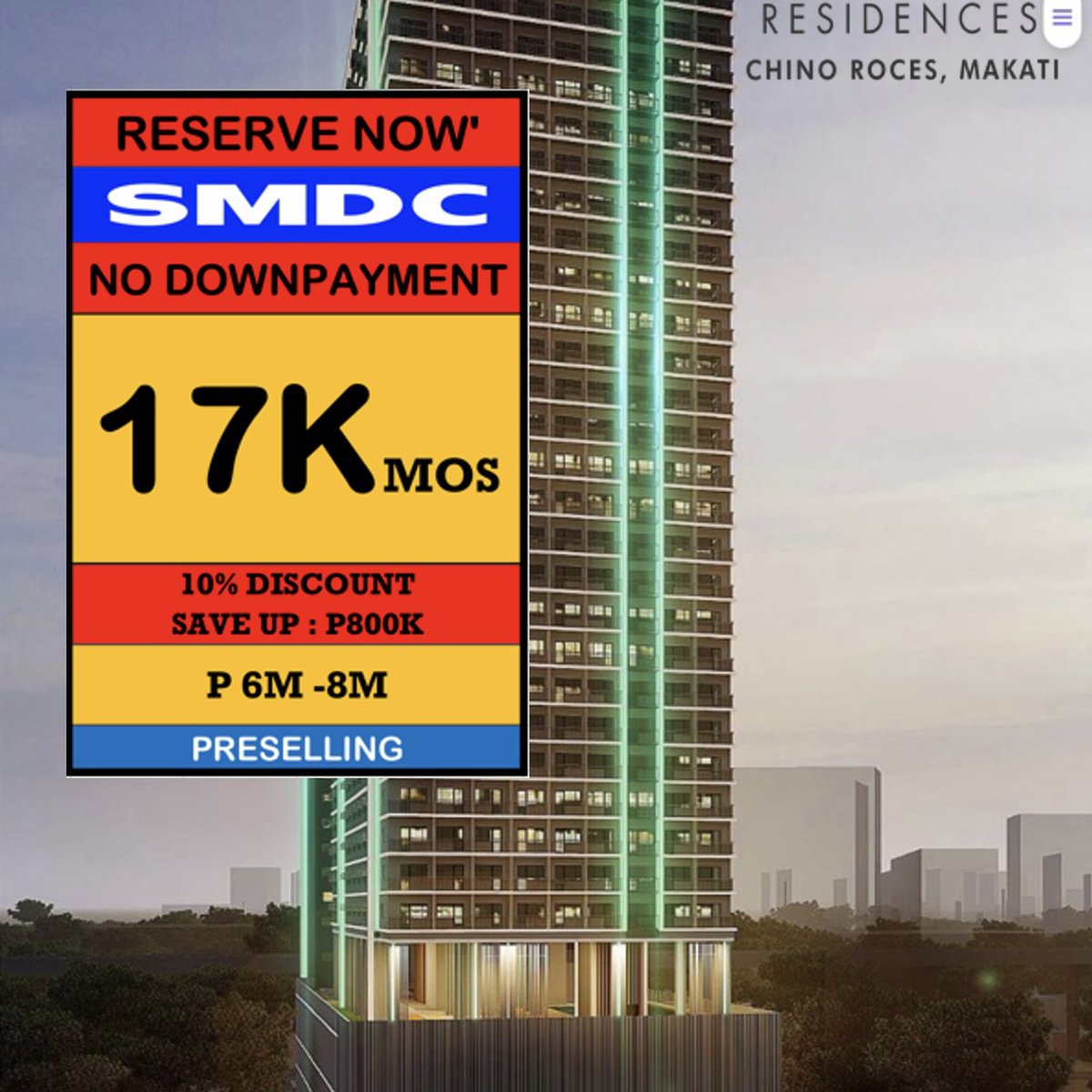 SMDC JADE Residences Condo For Sale Makati City, Chino Roces Near in M