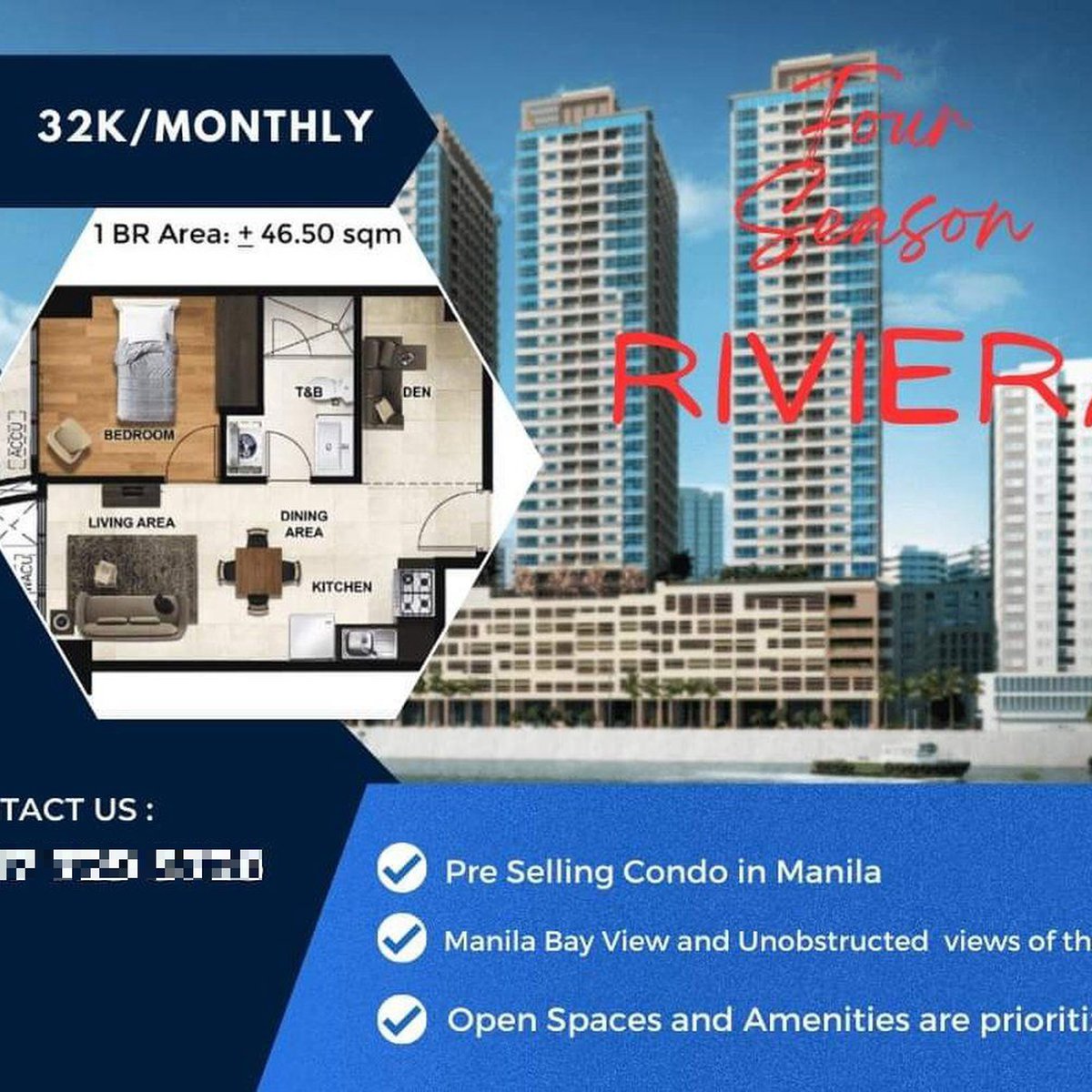 One Bedroom For Sale in Binondo Manila Four Season Riviera [Condo 🏙️