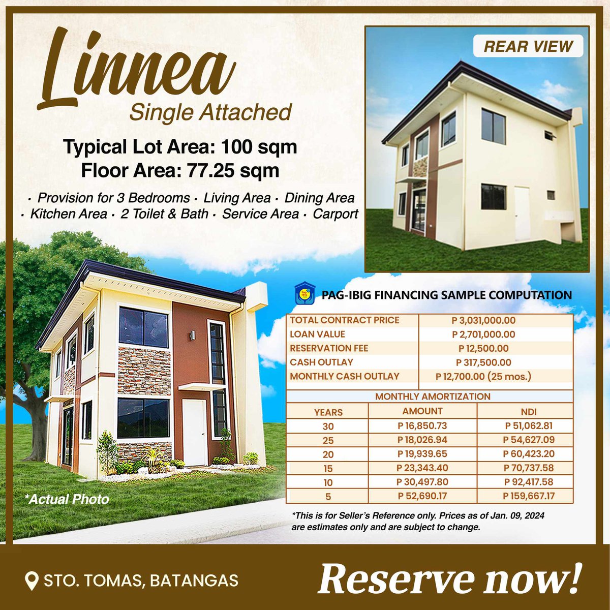 Single attached in Sto. Tomas Batangas Provision for 2 to 3 bedrooms ...