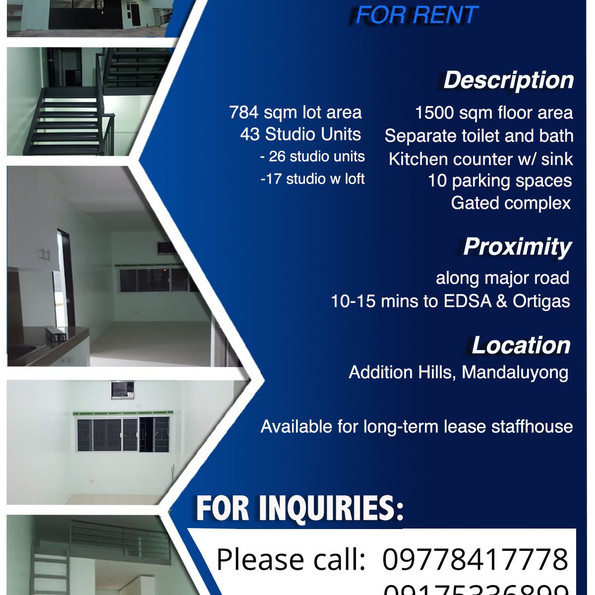 43 Studio 3 Storey Building for rent Mandaluyong [House and Lot 🏘️