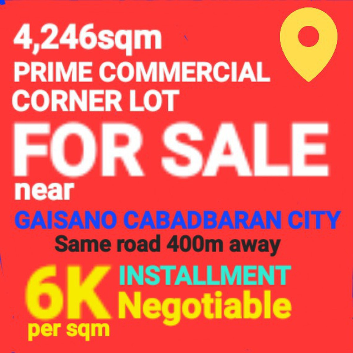 Commercial Corner Lot along(400m) Gaisano Cabadbaran City [Lot 🚜