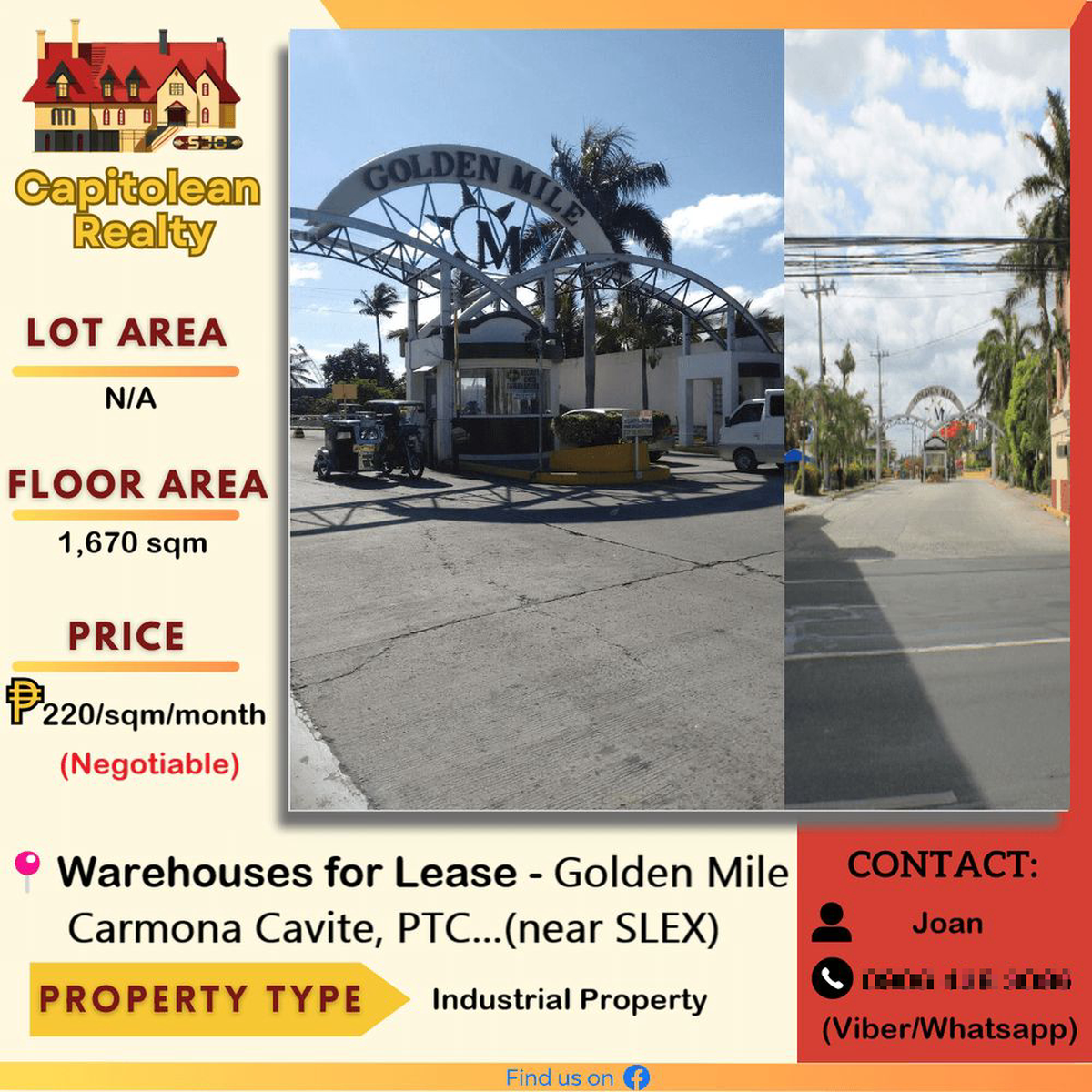 Warehouse for Lease in Golden Mile Carmona Cavite, near SLEX Property 🏭] (September
