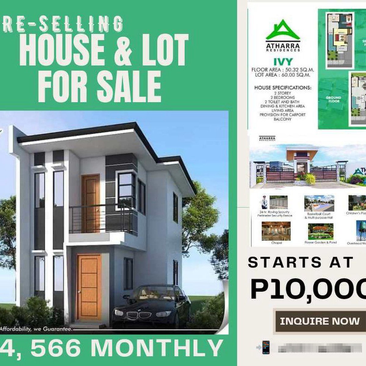 2bedroom Single Attached House For Sale in Atharra Residence Bohol