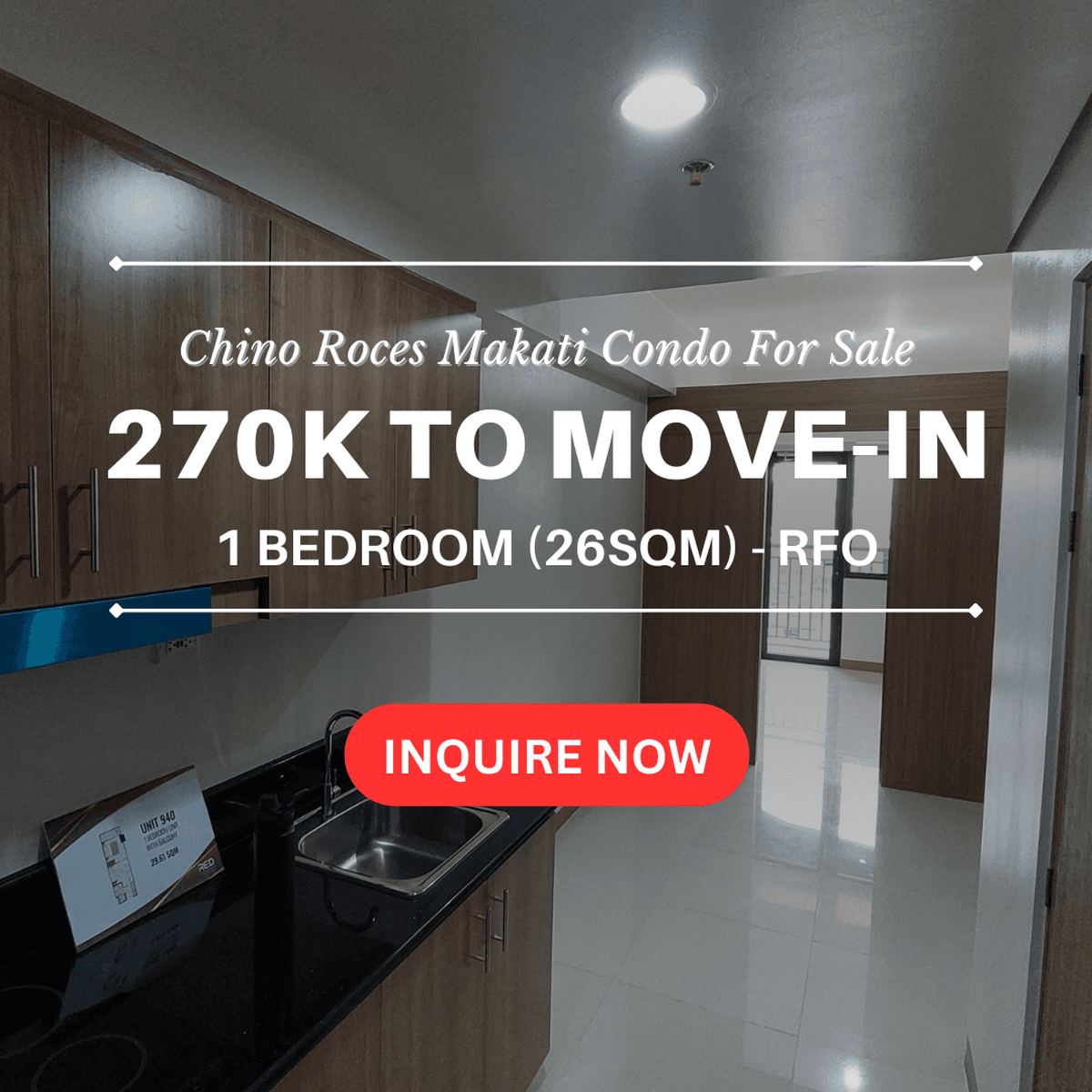 1 BR 26sqm Like Renttoown Terms RED Residences Chino Roces Makati