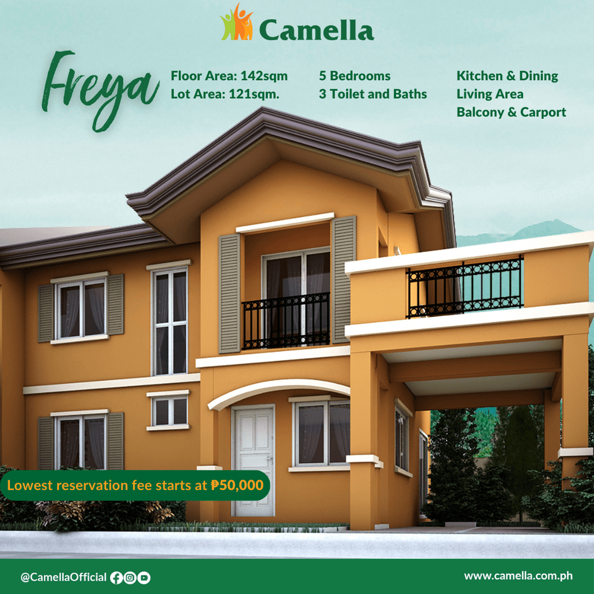 5bedroom Single Attached House and Lot For Sale in Camella Batangas