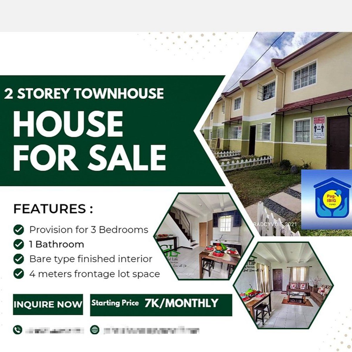 7k monthly thru Pagibig Townhouse for Sale in Teresa Rizal [House and
