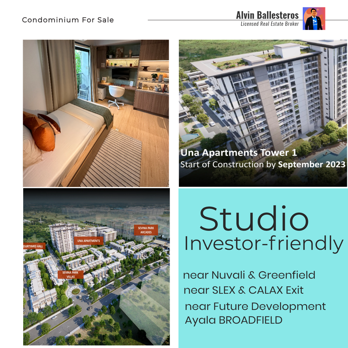 Studio Condo For Sale in Binan Laguna near Commercial Ayala BROADFIELD