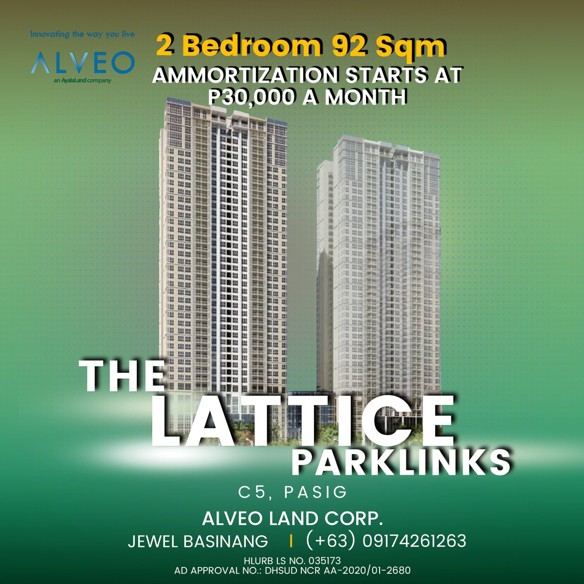 2 BR in The Lattice at Parklinks Alveo Land Preselling Condo