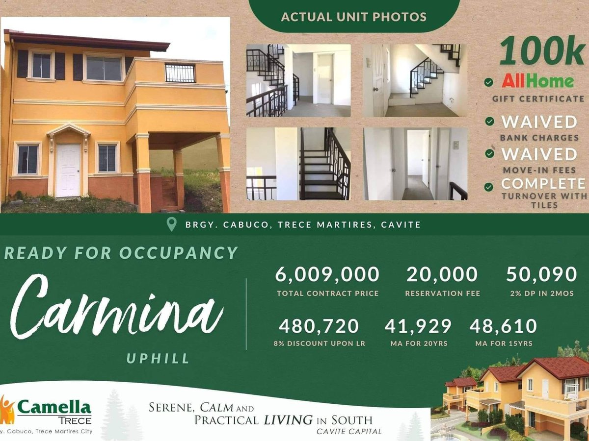 READY FOR OCCUPANCY CARMINA IN CAMELLA TRECE- FREE 100K GIFT CERT, image size:1200x900