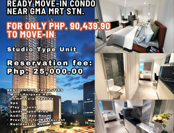 MOVE -IN READY STUDIO TYPE CONDO WALKING DISTANCE TO GMA MRT STATION ALONG EDSA QUEZON CITY