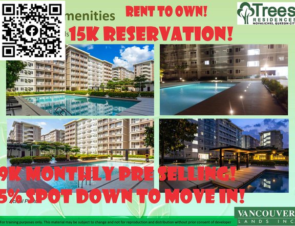As low as 9k monthly for PRE SELLING @Trees Residence NO DOWN PAYMENT
