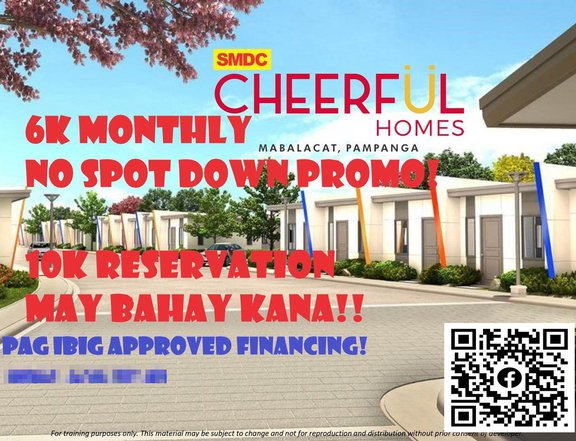 6k MONTHLY house&lot NO SPOT DOWN promo in SMDC pampanga near airport