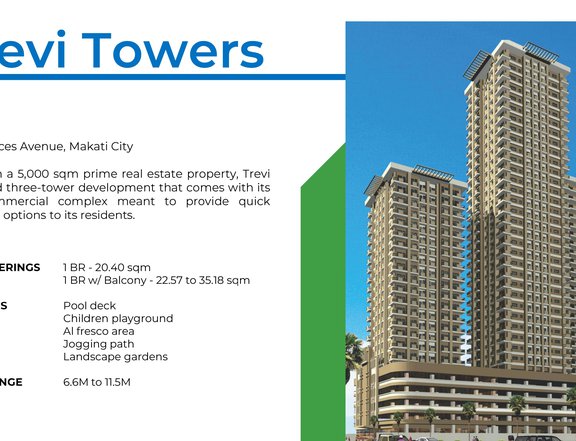 RFO 1 bedroom Unit with Balcony at Trevi Towers MAkati