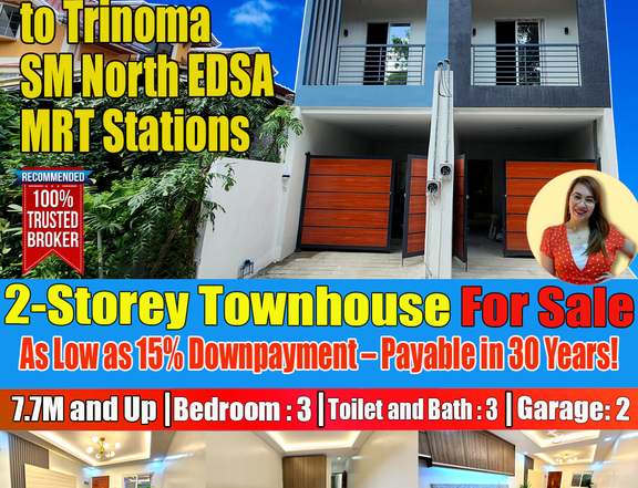 1 or 2 Car Garage Townhouse for sale in Tandang Sora nr Visayas Avenue Quezon City