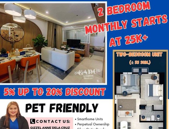 Affordale 2BR condo for sale in Quezon City at Mira Residences near Gilmore LRT Anonas and TIP