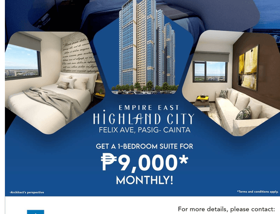 29.38sqm 1-bedroom Condo For Sale in Cainta Rizal