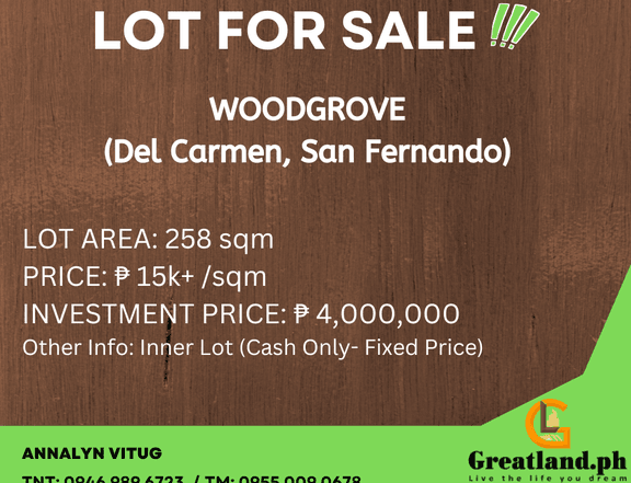 Lot For sale in a Exclusive Subdivision in  San Fernando, Pampanga