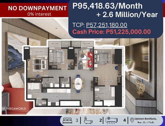 ULTRA HIGH-END CONDOMINIUM IN BGC, OFFERS NO DOWNPAYMENT PAYABLE FOR 6 YEARS