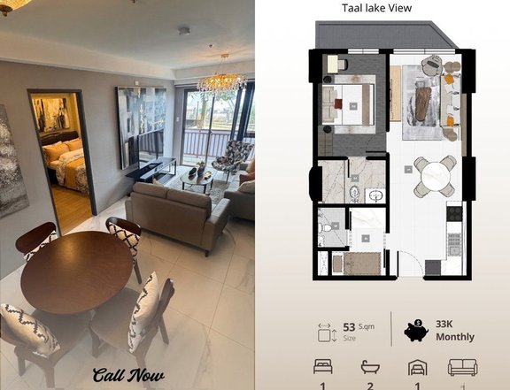 One Tolentino East Residences for sale 1 Bedroom unit TAAL VIEW