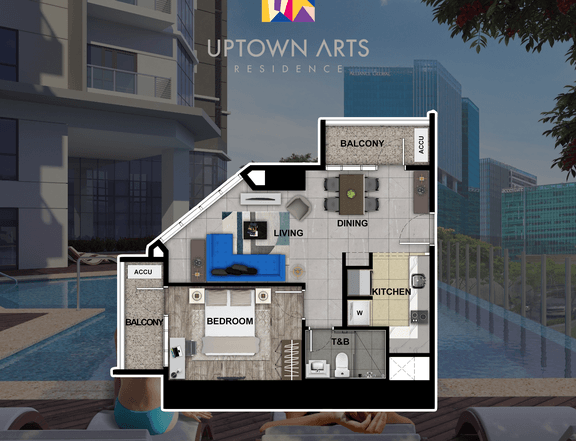Preselling 1 bed with balcony Uptown Arts Residence Bgc condo for sale
