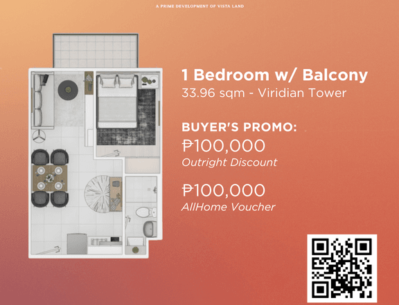 1 Bedroom Condo Unit in Antipolo City, Rizal (VIDARTE RESIDENCES)