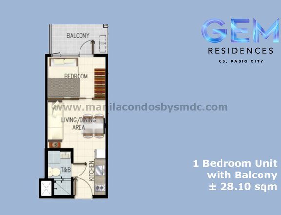 1 Bedroom 28sqm Preselling 19k Monthly SMDC Gem Residences