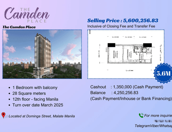 The Camden Place - 1 Bedroom - 28sqm