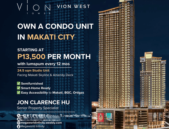 Pre-selling 24 sq Studio Unit Condo For Sale in Makati Vion West Tower