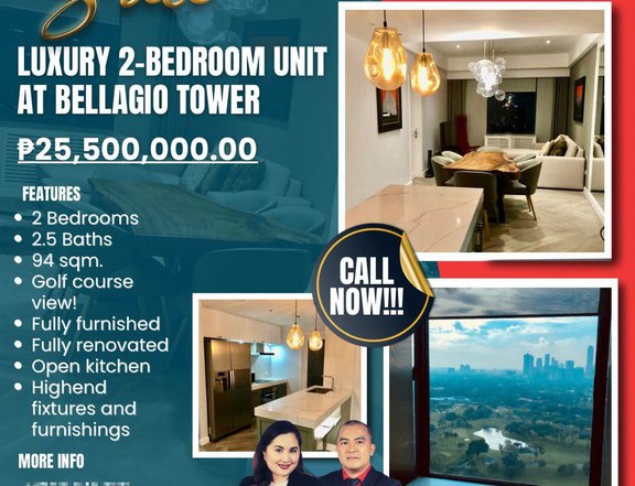 2-Bedroom Corner Unit with Golf Course View at Bellagio Tower BGC