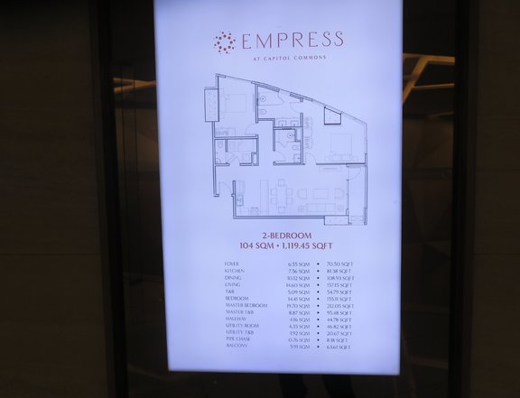 104 sqm 2 bedroom EMPRESS capitol commons pasig (2 CAR PARKING)